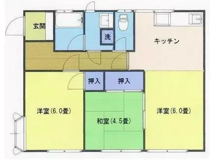 楓ハイツII(3DK/2階)の間取り写真