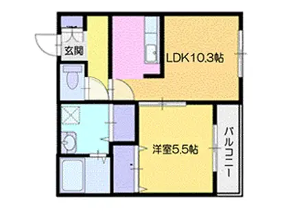 カーサ清田(1LDK/1階)の間取り写真