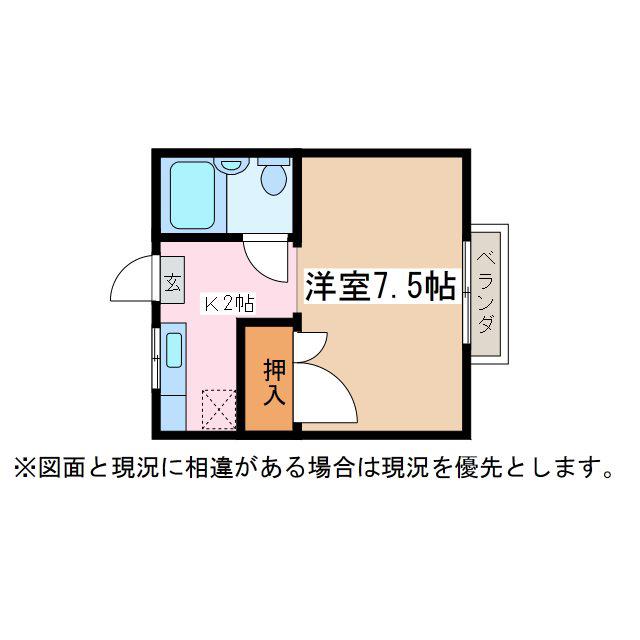 コーポつどい(1K/2階)の間取り写真