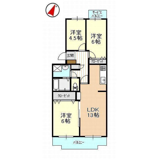 平和ハイツG(3LDK/2階)の間取り写真