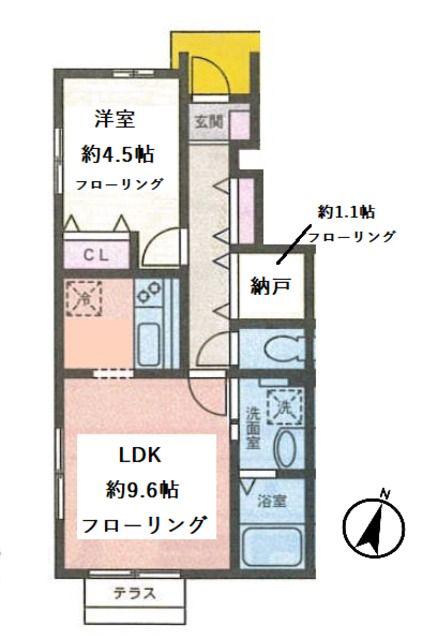 アジュール(1SLDK/1階)の間取り写真
