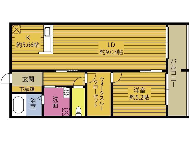REGINA高城(1LDK/3階)の間取り写真