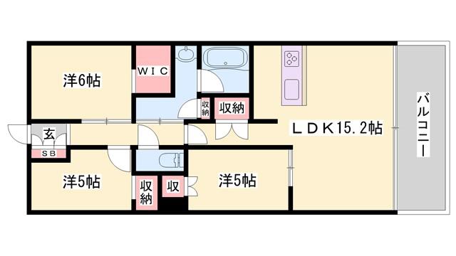 ウエリス姫路(3LDK/10階)の間取り写真