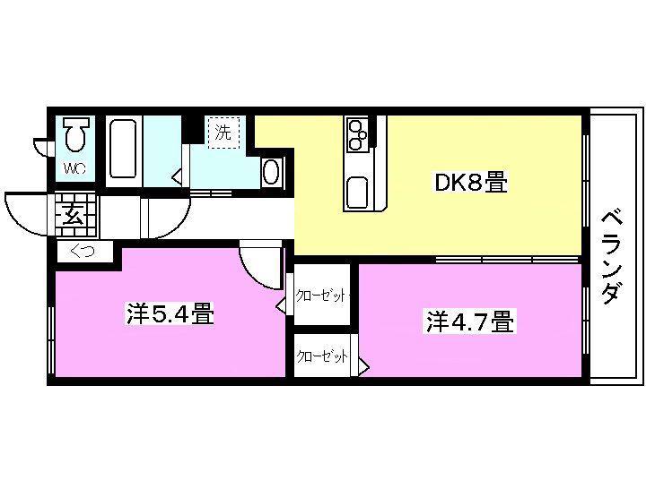 PAL T&T(2DK/2階)の間取り写真