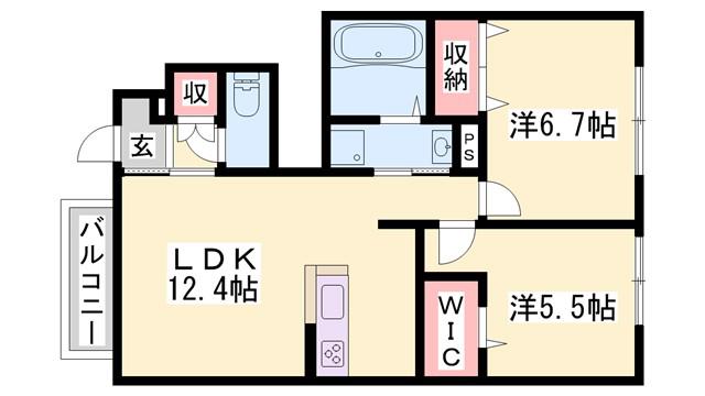 マノワール堂本II(2LDK/1階)の間取り写真