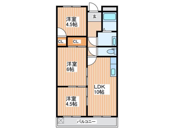 メゾンタイム南棟(3LDK/3階)の間取り写真