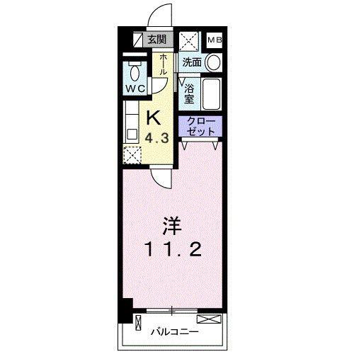 プリマヴェーラ 大原(1K/3階)の間取り写真