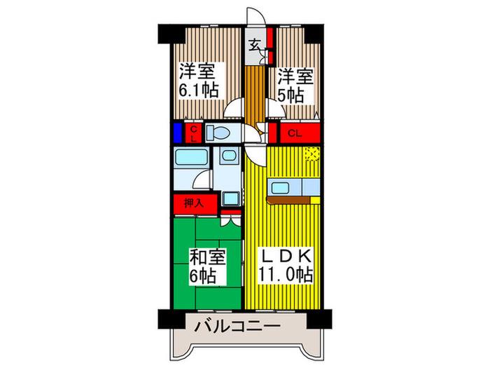ジェンティール川口(3LDK/2階)の間取り写真