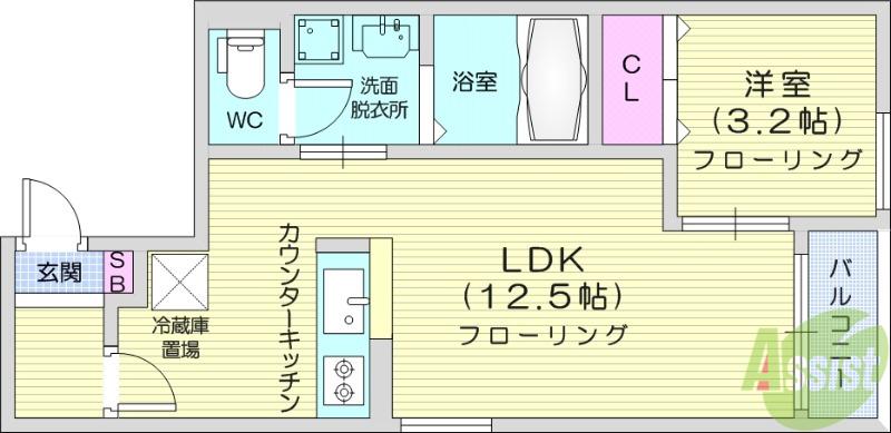 REGALEST荒井(1LDK/2階)の間取り写真