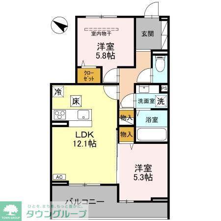 サイカチ(2LDK/2階)の間取り写真