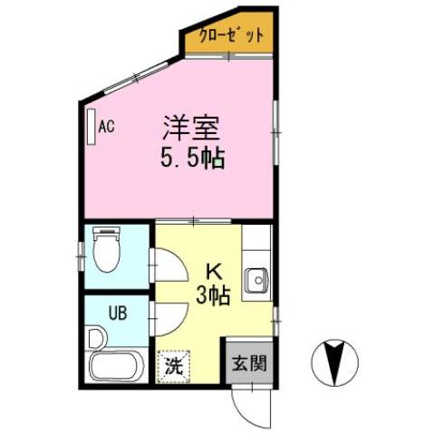第3コーポ篠崎(1K/2階)の間取り写真