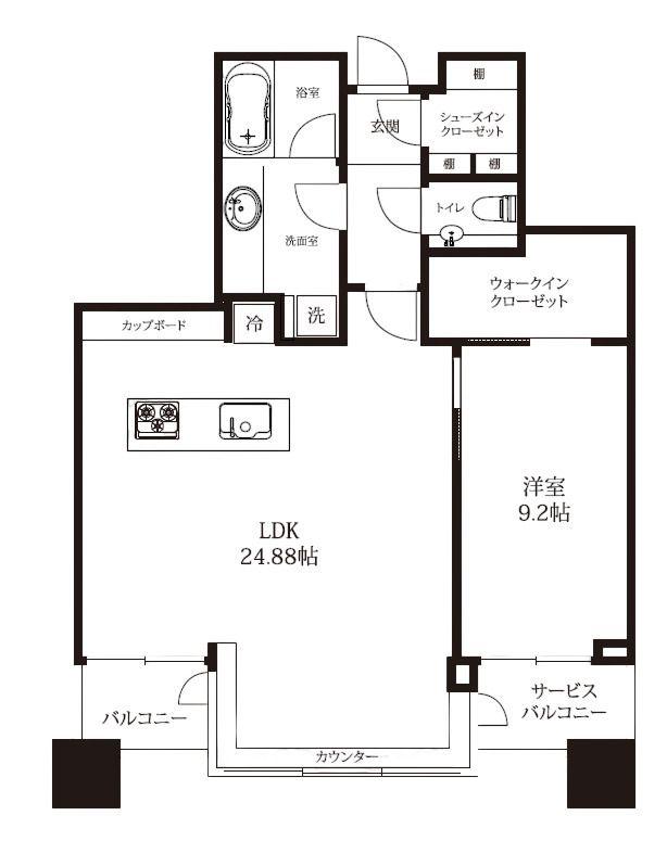 パークコート虎ノ門ATAGOTOWER(1LDK/24階)の間取り写真
