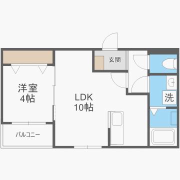 仲畑3丁目AP(1LDK/2階)の間取り写真
