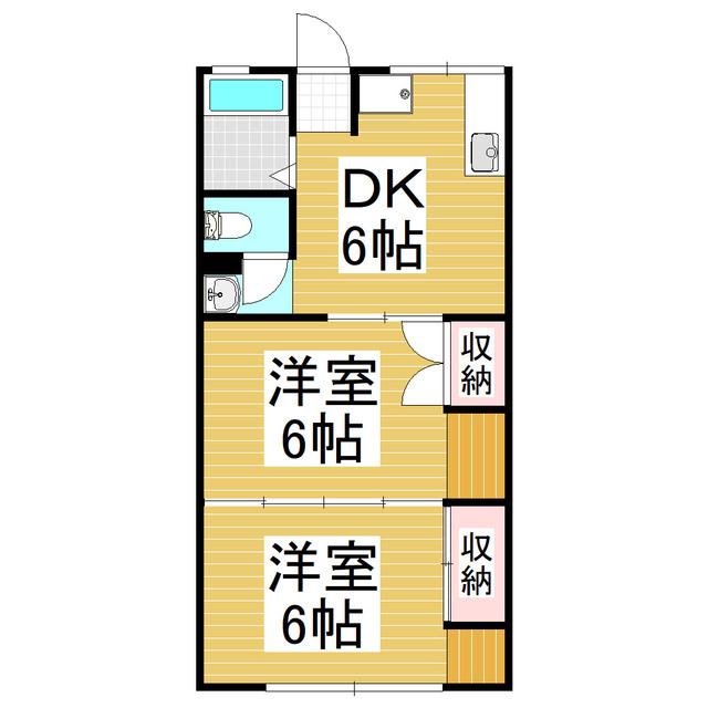 シティハイム槍(2DK/1階)の間取り写真