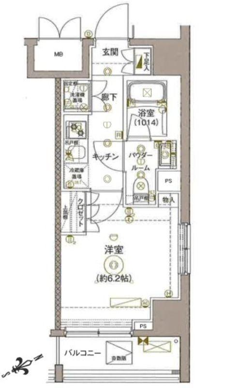 セジョリ川崎(1K/3階)の間取り写真