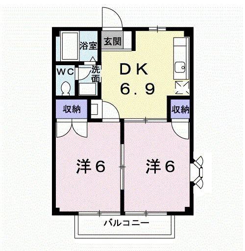 ニューシティともえIII(2DK/1階)の間取り写真