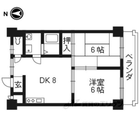 中マンション(2DK/3階)の間取り写真