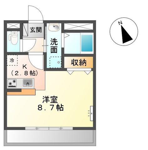 アムール(1K/2階)の間取り写真