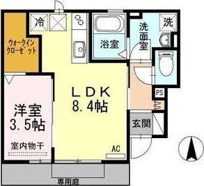 カーサ レイール(1LDK/1階)の間取り写真