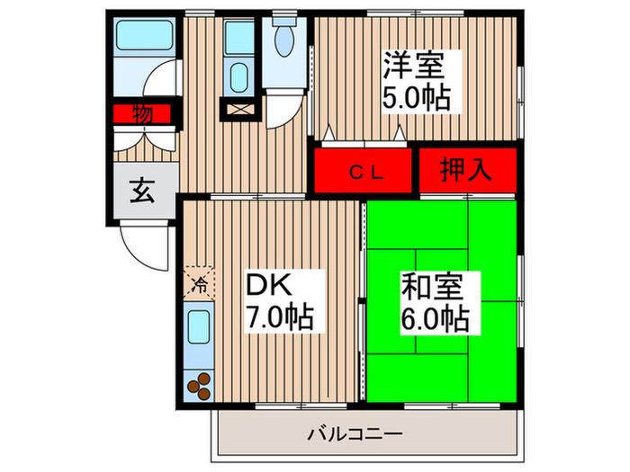 トミーズハイム(2DK/2階)の間取り写真