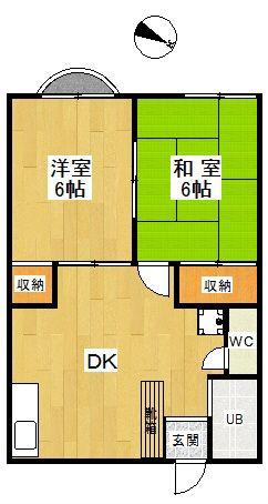 ビューハイツ榊原B(2DK/1階)の間取り写真