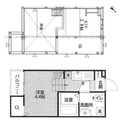 ラブリーレジデンス稲毛(1K/2階)の間取り写真