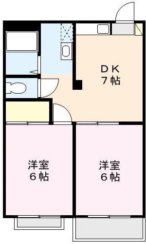 カーサ鈴木II(2DK/3階)の間取り写真