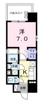 ヴァンヴェール森の宮(1K/4階)の間取り写真