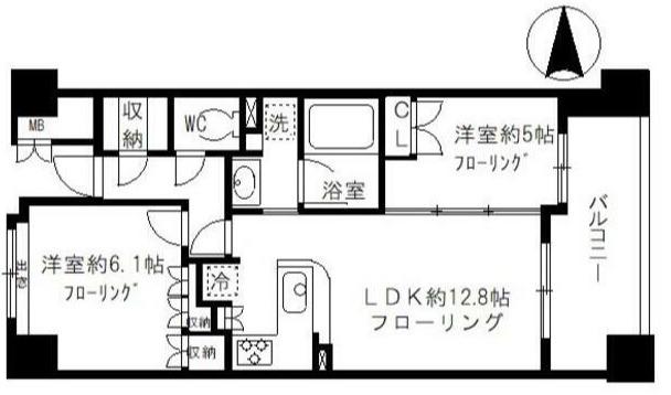 シャリエ錦糸町石原(2LDK/9階)の間取り写真