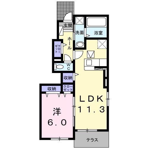 スタンドリバーII(1LDK/1階)の間取り写真