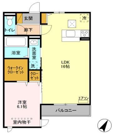 ボヌール四季Ⅴ(1LDK/1階)の間取り写真