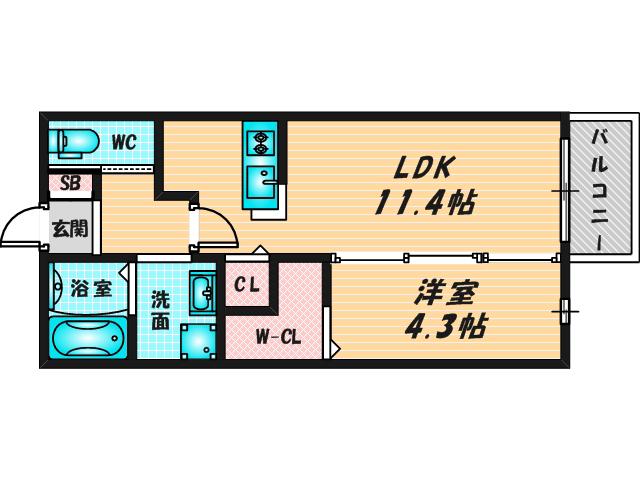 クレメント(1LDK/2階)の間取り写真