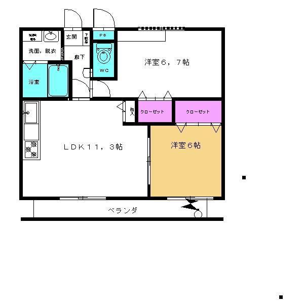 サンモールMINAMI(2LDK/4階)の間取り写真