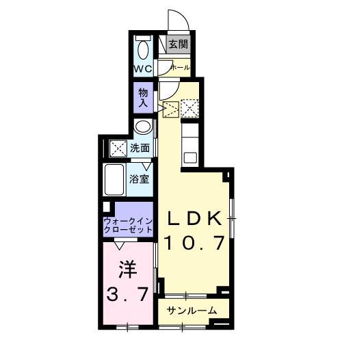 カーサルーチェ(1LDK/1階)の間取り写真