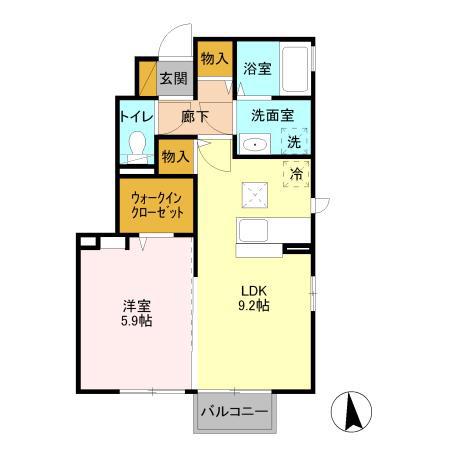MILLEVAGUE(1LDK/1階)の間取り写真