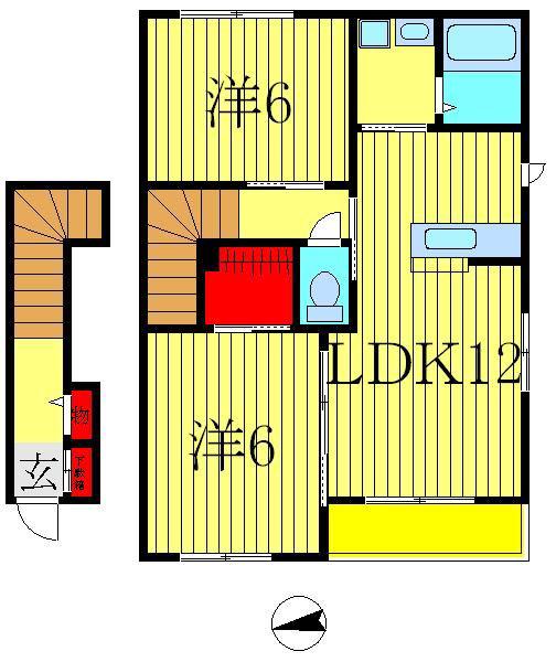 VILLAMONTEAKEHARAB棟(2LDK/2階)の間取り写真