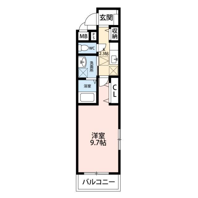 ヒカルサ 小牧田県ウエスト(1K/2階)の間取り写真