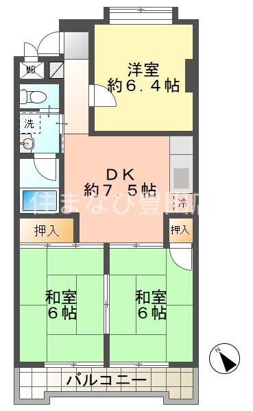 メゾンノーブル(3DK/1階)の間取り写真
