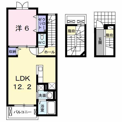 ハーモニーガーデン小文字I(1LDK/1階)の間取り写真