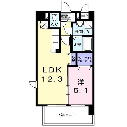 アンジューVI(1LDK/1階)の間取り写真