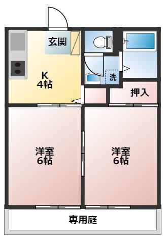 コートアゼリア(2K/1階)の間取り写真