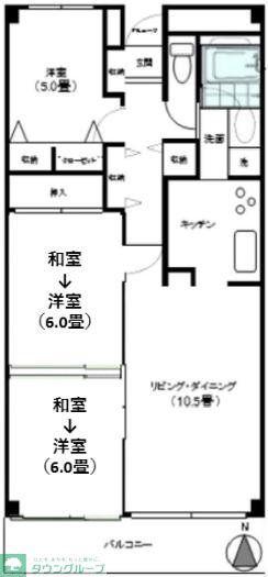 ジュネス(3LDK/5階)の間取り写真