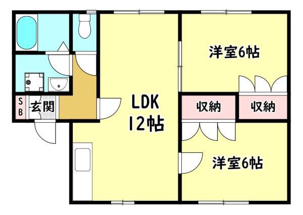 ポポラーレ桜園(2LDK/2階)の間取り写真