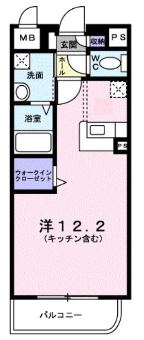 アンジュ アビタシオン(ワンルーム/2階)の間取り写真