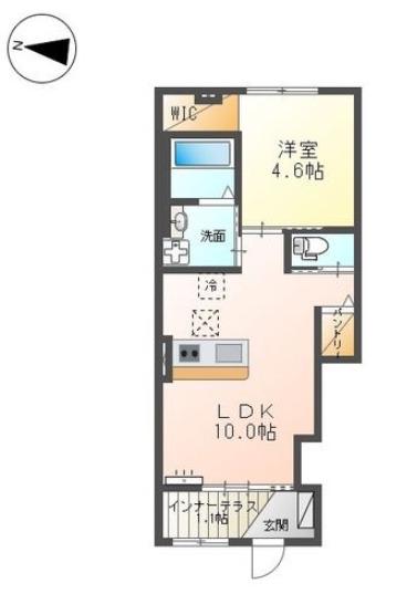 西宮市山口町下山口アパート(1LDK/1階)の間取り写真