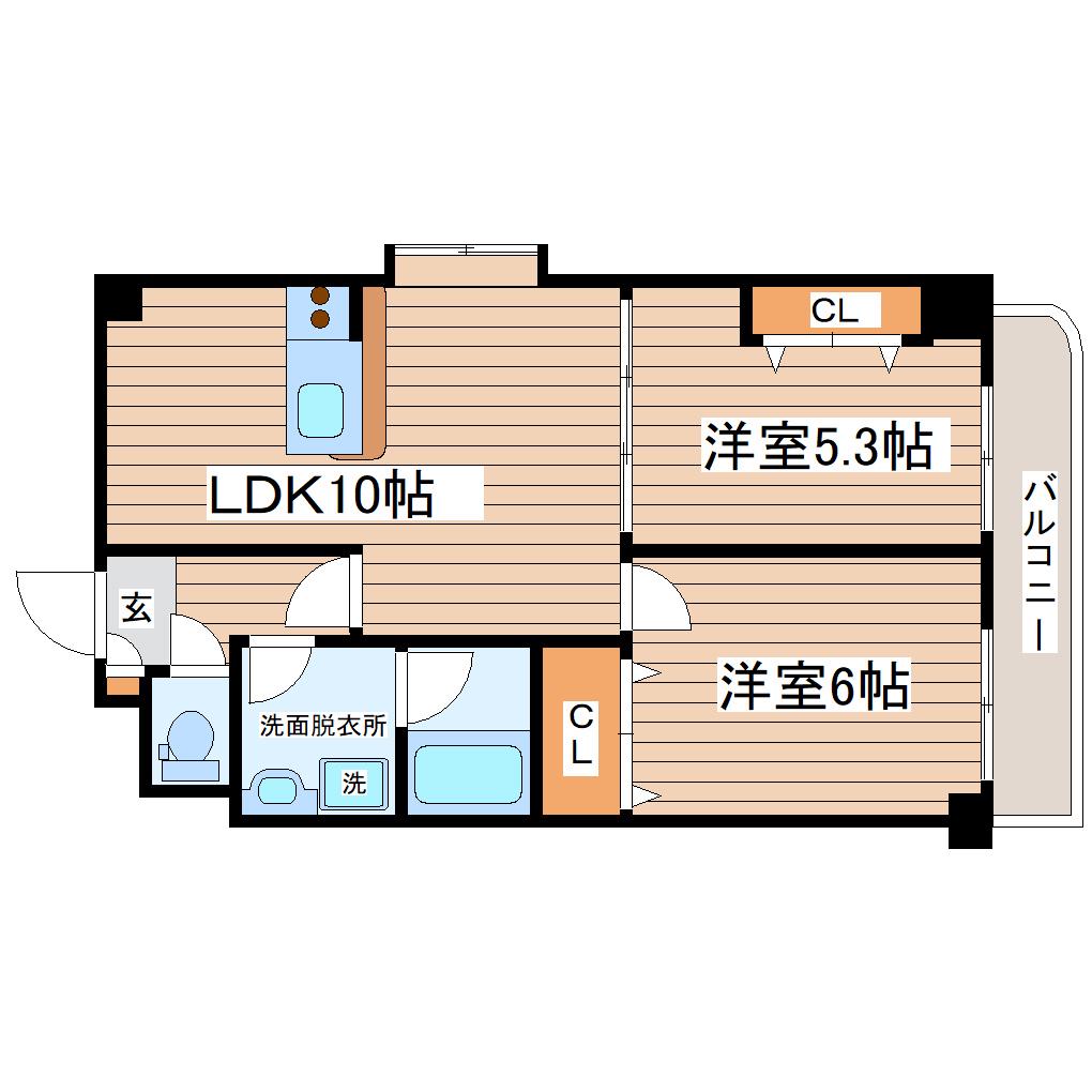アプリコット・G(2LDK/4階)の間取り写真