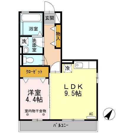 ソレーユ(1LDK/3階)の間取り写真