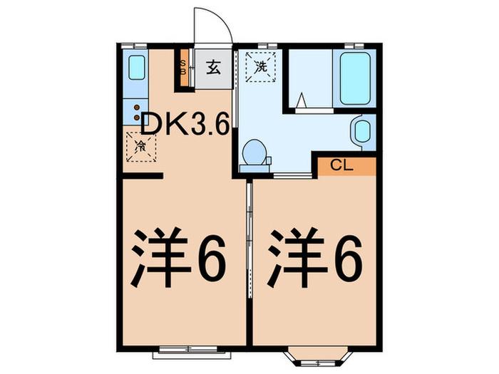まごころアパート松葉台東棟(2DK/2階)の間取り写真