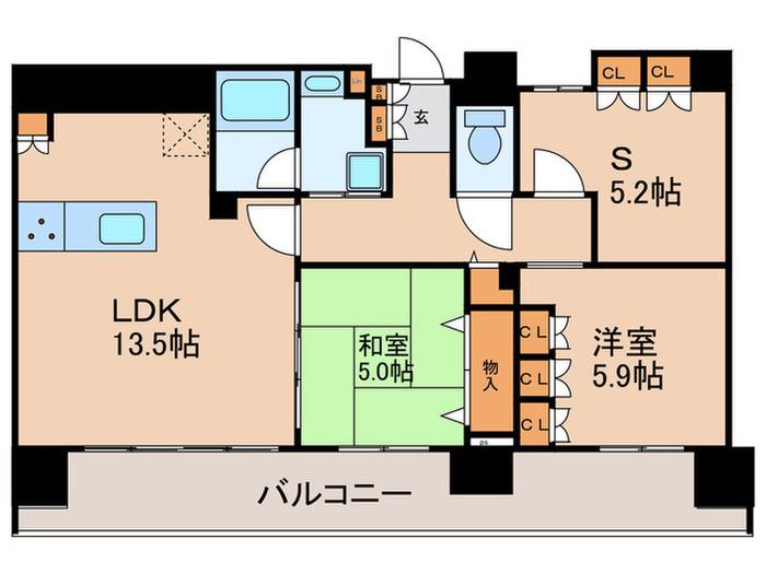ベルデ茗荷谷(2SLDK/12階)の間取り写真