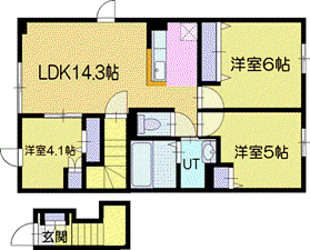 アーデルハイツ B(3LDK/2階)の間取り写真